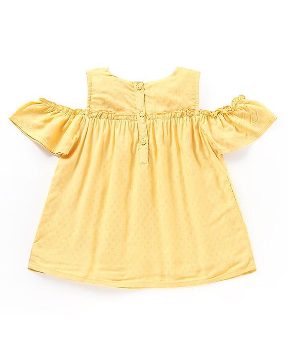 Babyhug Rayon Half Sleeves Top With Embroidery & Frill Detailing - Yellow
