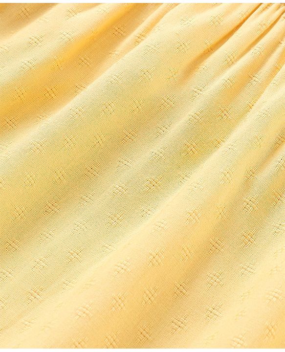 Babyhug Rayon Half Sleeves Top With Embroidery & Frill Detailing - Yellow