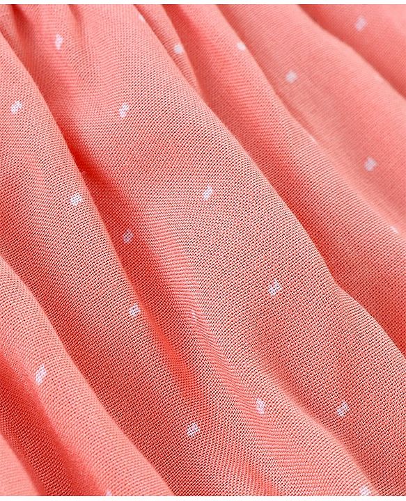 Babyhug Rayon Half Sleeves Top With With Smocking & Frill Detailing - Peach