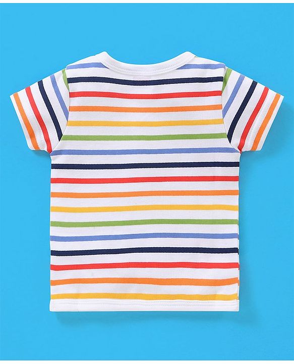Babyhug 100% Cotton Vests Striped & Cars Print Pack of 3 - Red Grey & White