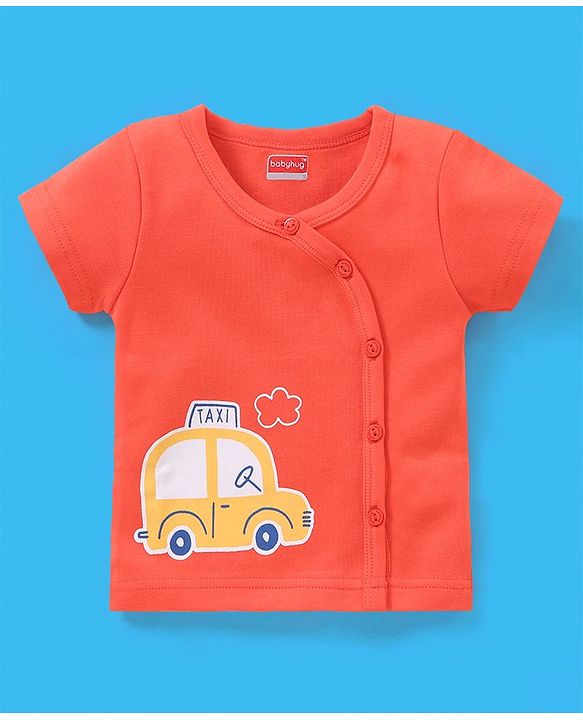 Babyhug 100% Cotton Vests Striped & Cars Print Pack of 3 - Red Grey & White