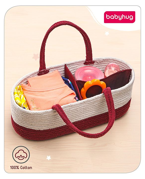 Babyhug Braided Caddy Bag- Maroon White