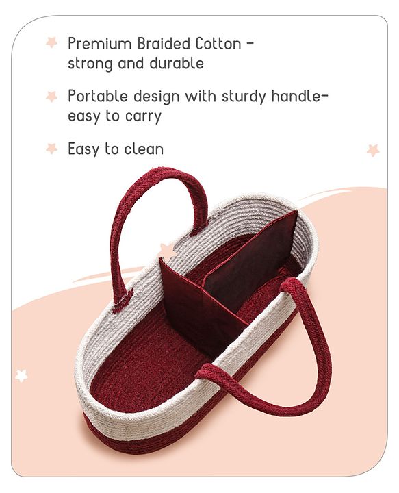 Babyhug Braided Caddy Bag- Maroon White
