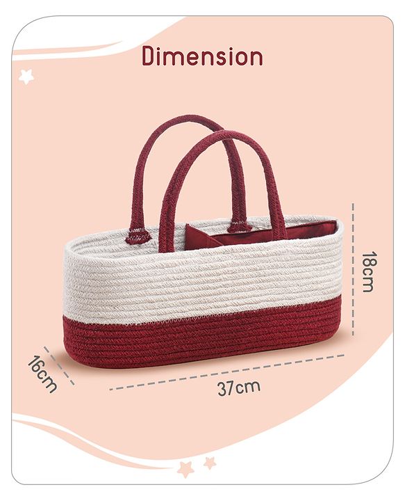Babyhug Braided Caddy Bag- Maroon White