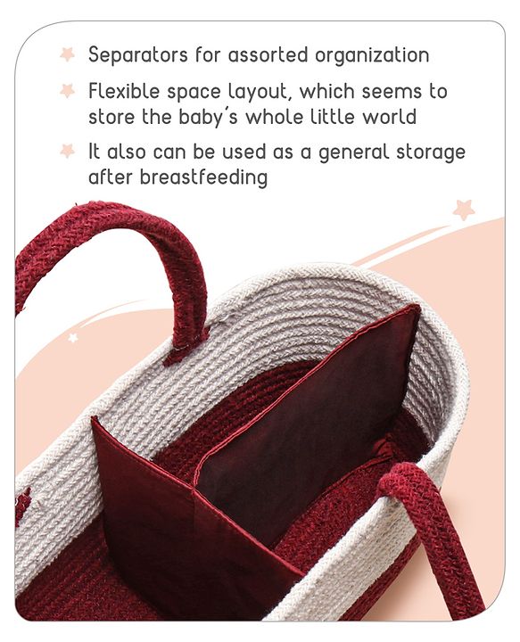 Babyhug Braided Caddy Bag- Maroon White