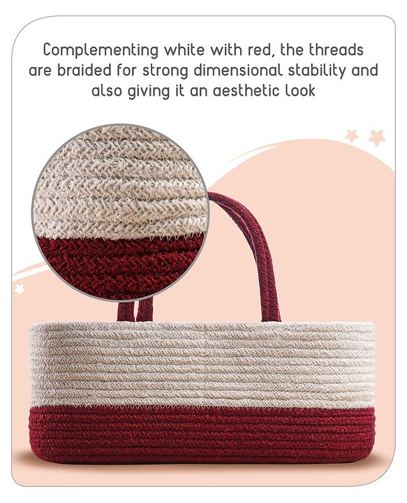 Babyhug Braided Caddy Bag- Maroon White