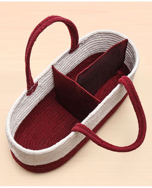 Babyhug Braided Caddy Bag- Maroon White
