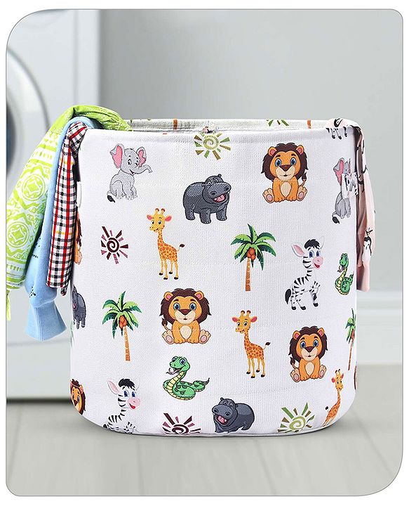 Babyhug Canvas Storage Bag Jungle Print- White