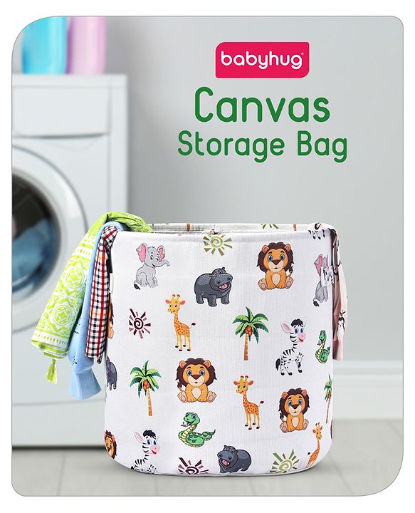 Babyhug Canvas Storage Bag Jungle Print- White
