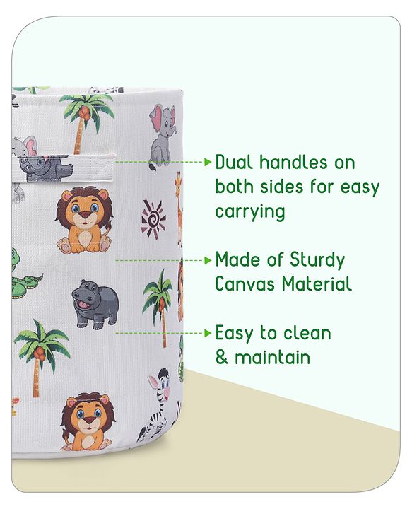 Babyhug Canvas Storage Bag Jungle Print- White