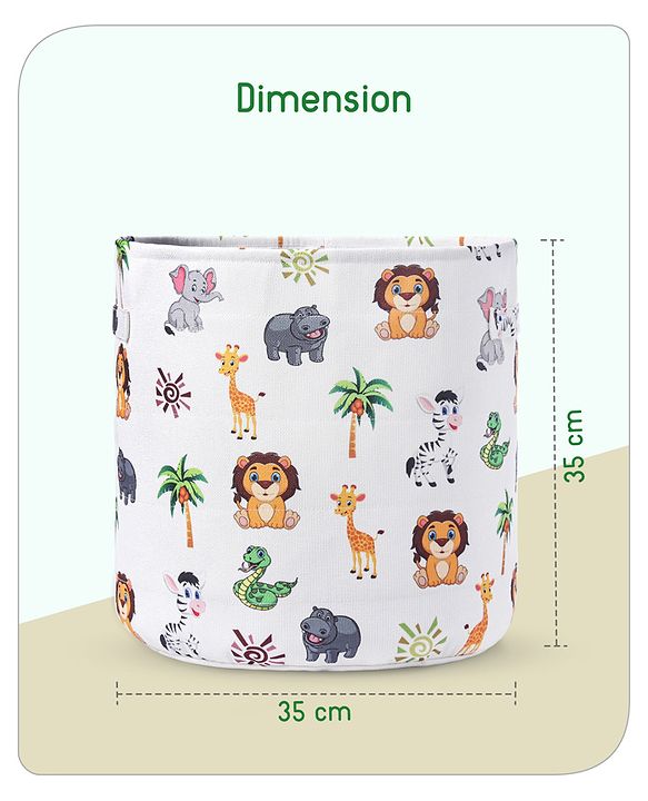 Babyhug Canvas Storage Bag Jungle Print- White