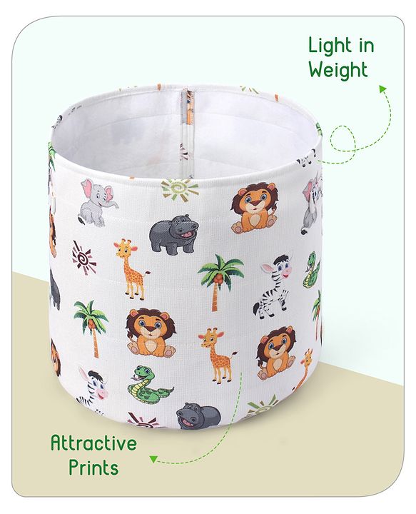 Babyhug Canvas Storage Bag Jungle Print- White