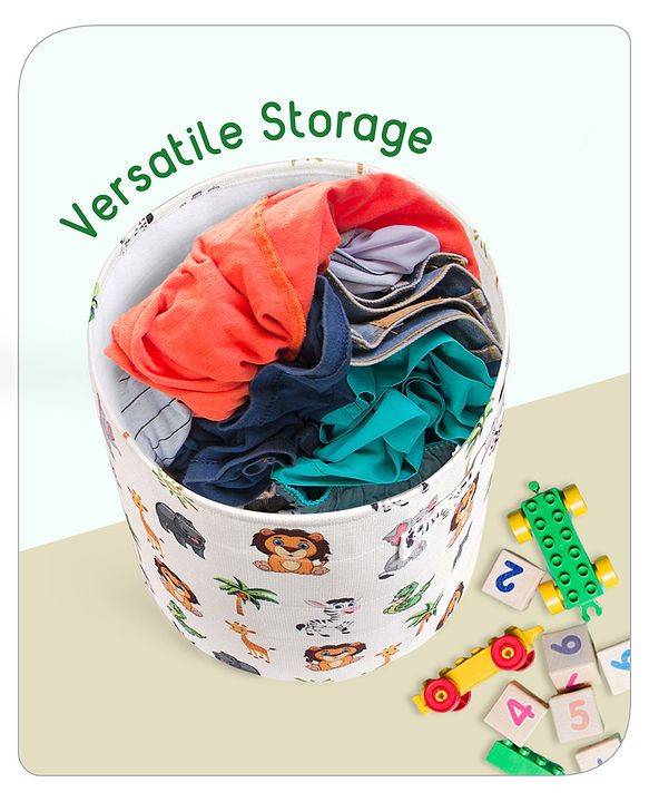 Babyhug Canvas Storage Bag Jungle Print- White