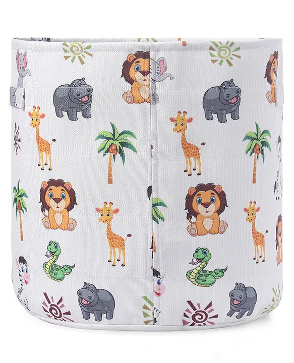 Babyhug Canvas Storage Bag Jungle Print- White