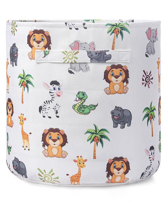 Babyhug Canvas Storage Bag Jungle Print- White