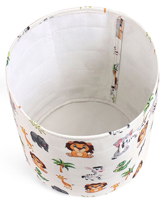 Babyhug Canvas Storage Bag Jungle Print- White