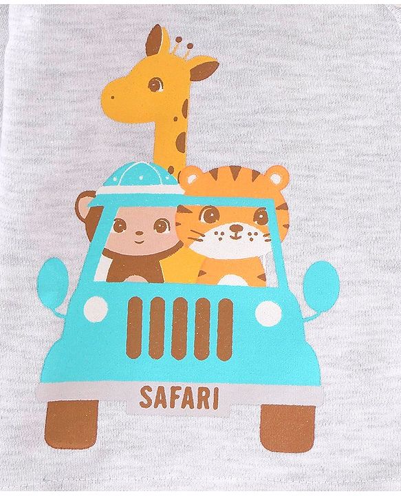 Babyhug 100% Cotton Full Sleeves Vests Striped & Lion Print Pack of 3 - Yellow Grey & Green