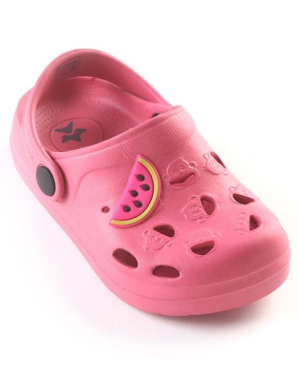 Cute Walk by Babyhug Clogs with Back Strap Watermelon Patch - Fuchsia
