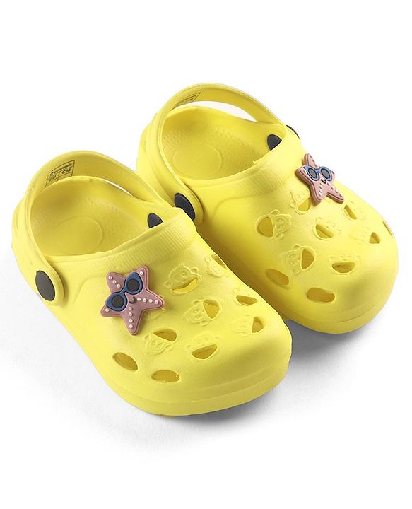 Cute Walk by Babyhug Slip On Clogs with Starfish Applique & Back Strap Closure - Yellow