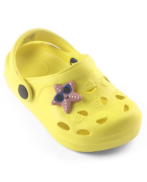 Cute Walk by Babyhug Slip On Clogs with Starfish Applique & Back Strap Closure - Yellow