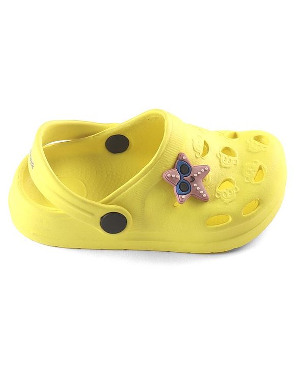 Cute Walk by Babyhug Slip On Clogs with Starfish Applique & Back Strap Closure - Yellow