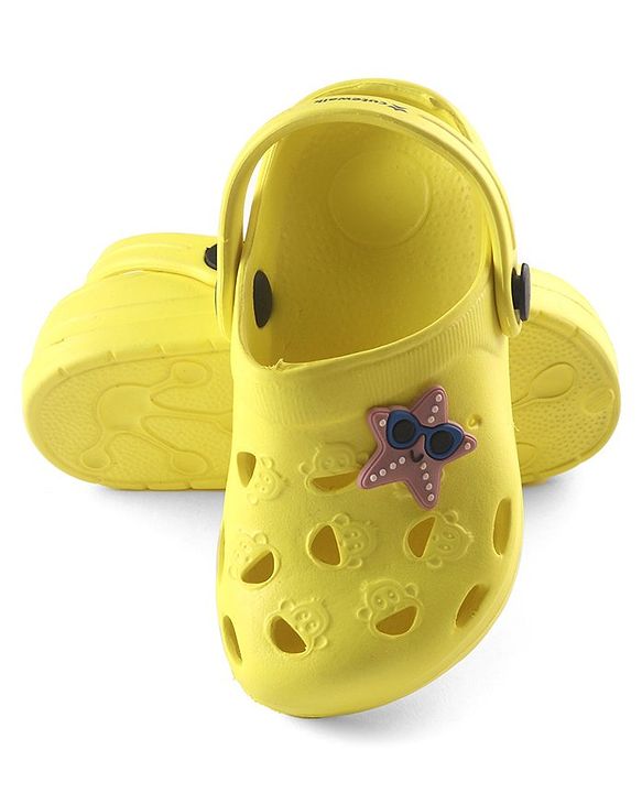 Cute Walk by Babyhug Slip On Clogs with Starfish Applique & Back Strap Closure - Yellow