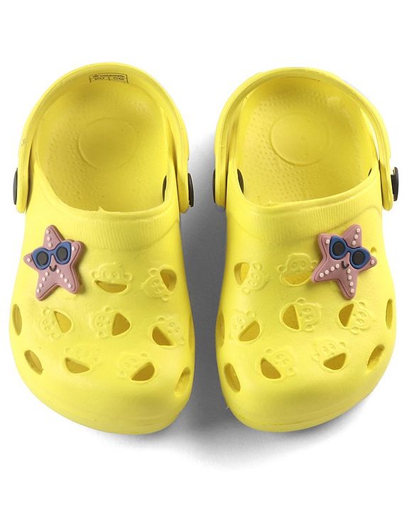 Cute Walk by Babyhug Slip On Clogs with Starfish Applique & Back Strap Closure - Yellow