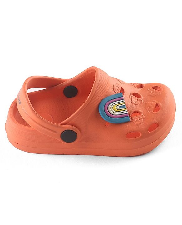 Cute Walk by Babyhug Clogs with Back Strap Rainbow Patch - Orange