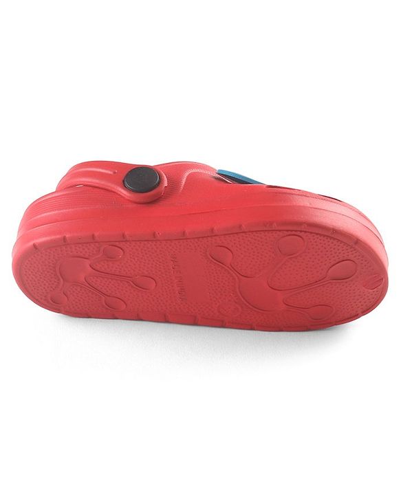 Cute Walk by Babyhug Clogs with Back Strap Rainbow Patch - Red