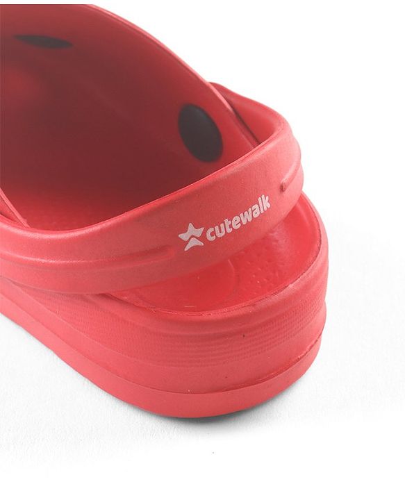 Cute Walk by Babyhug Clogs with Back Strap Rainbow Patch - Red