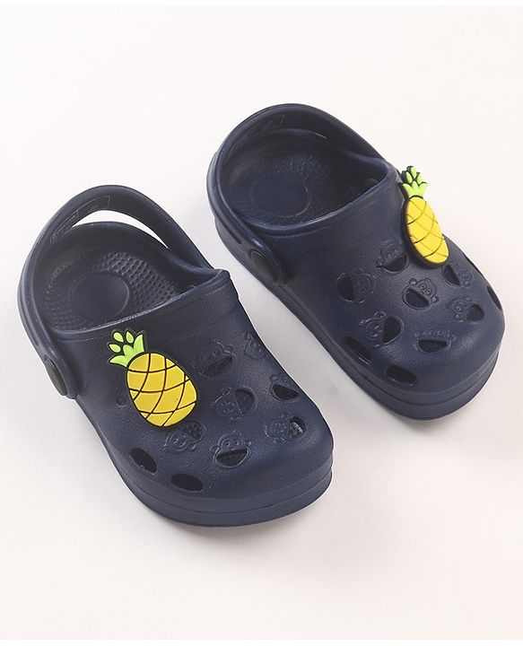 Cute Walk by Babyhug Slip On Clogs with Pineapple Applique & Back Strap Closure - Navy Blue