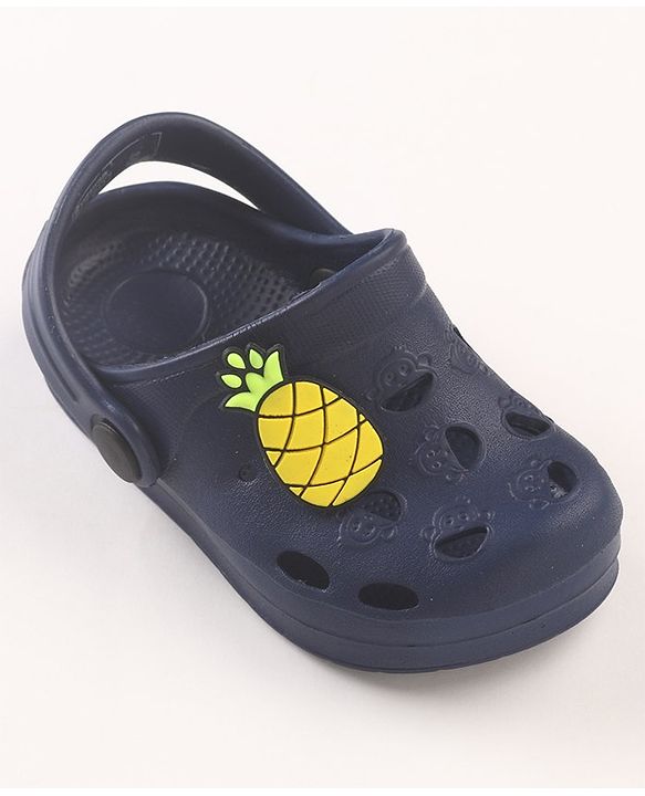 Cute Walk by Babyhug Slip On Clogs with Pineapple Applique & Back Strap Closure - Navy Blue