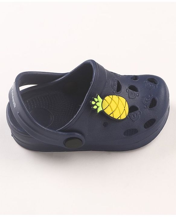 Cute Walk by Babyhug Slip On Clogs with Pineapple Applique & Back Strap Closure - Navy Blue