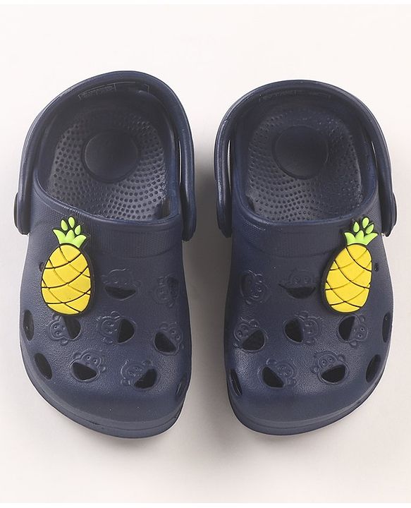 Cute Walk by Babyhug Slip On Clogs with Pineapple Applique & Back Strap Closure - Navy Blue