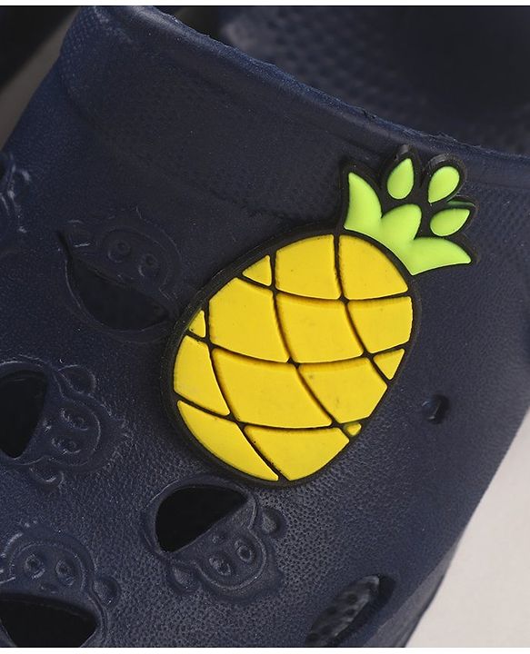 Cute Walk by Babyhug Slip On Clogs with Pineapple Applique & Back Strap Closure - Navy Blue