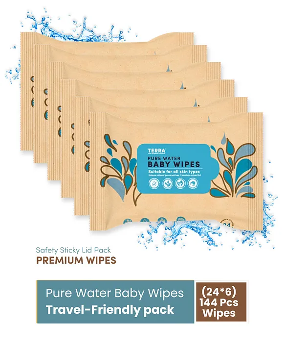 Terra Bamboo Baby Wipes NZ Water - 24 Pack