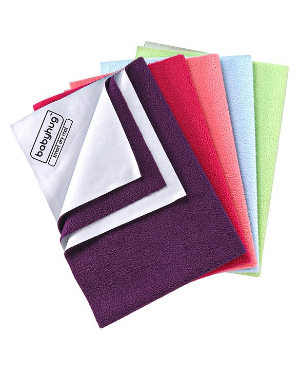 Babyhug Smart Dry Bed Protector Mat Super Saver Pack of 5 Small - Multicolour