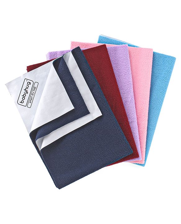 Babyhug Smart Dry Bed Protector Mat Super Saver Pack of 5 Small - Multicolour