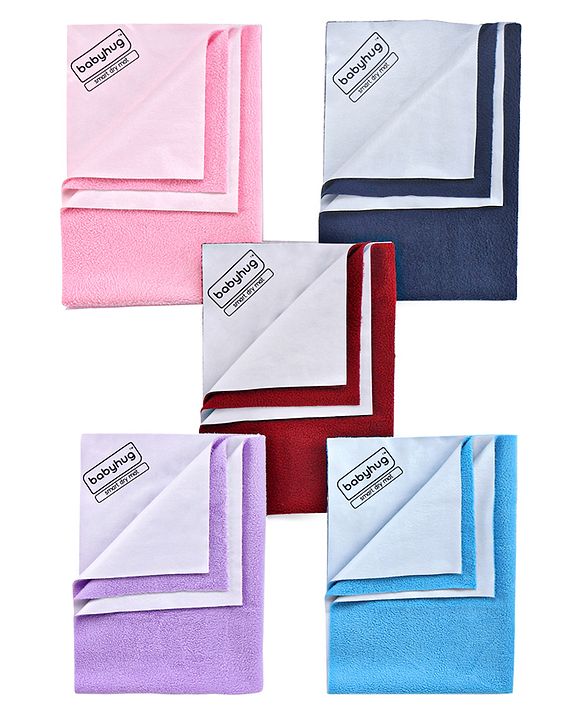 Babyhug Smart Dry Bed Protector Mat Super Saver Pack of 5 Small - Multicolour