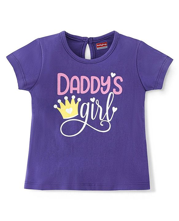 Babyhug 100% Cotton Knit Half Sleeves Tee With Text Graphics - Navy Blue