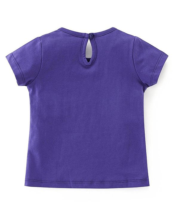 Babyhug 100% Cotton Knit Half Sleeves Tee With Text Graphics - Navy Blue