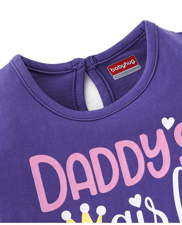 Babyhug 100% Cotton Knit Half Sleeves Tee With Text Graphics - Navy Blue