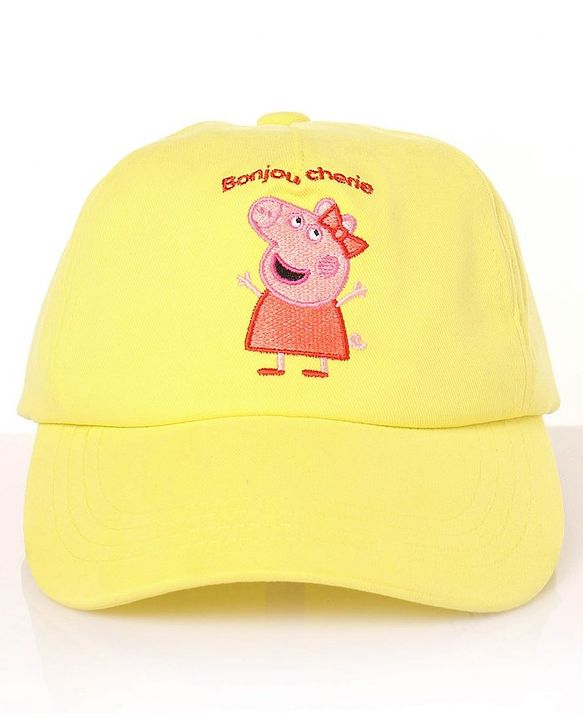 Babyhug Cotton Peppa Pig Print Summer Cap Yellow - Diameter 57 cm