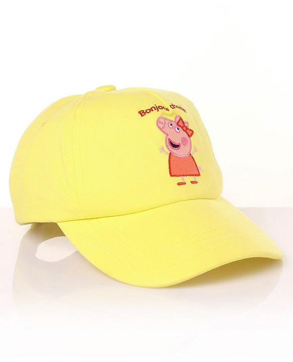 Babyhug Cotton Peppa Pig Print Summer Cap Yellow - Diameter 57 cm