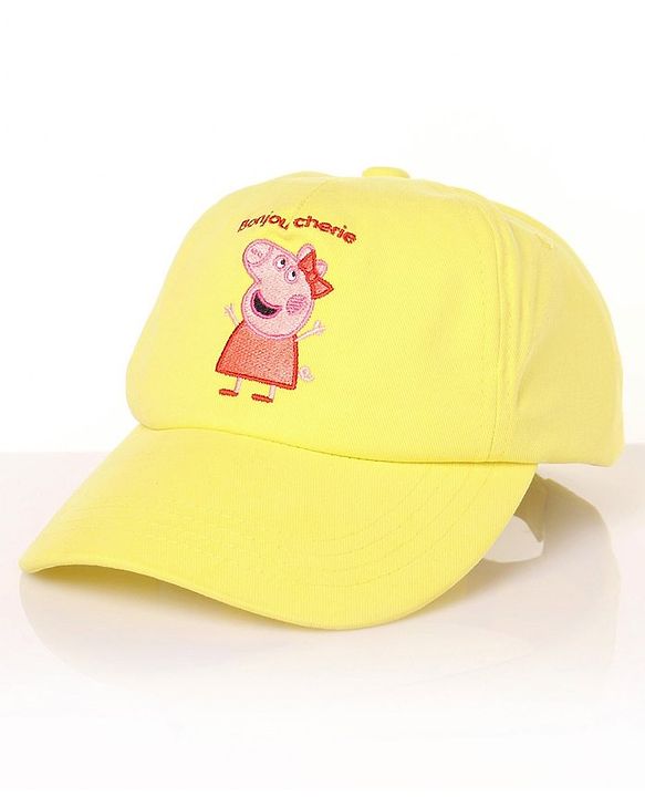 Babyhug Cotton Peppa Pig Print Summer Cap Yellow - Diameter 57 cm