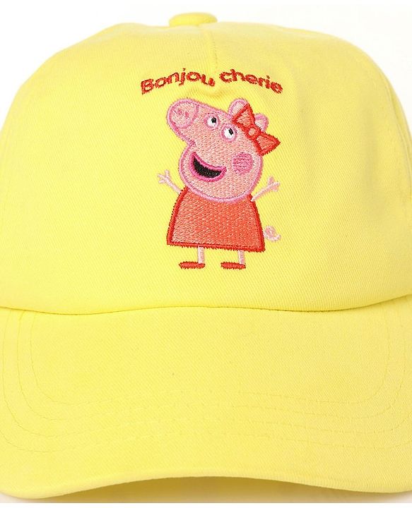 Babyhug Cotton Peppa Pig Print Summer Cap Yellow - Diameter 57 cm