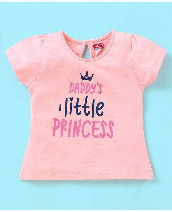 Babyhug 100% Cotton Half Sleeves Tee With Graphics And Text Print - Peach