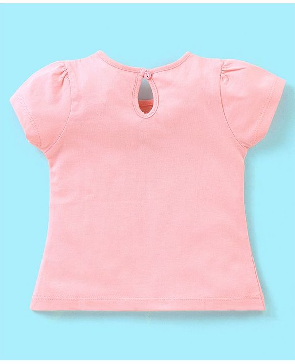 Babyhug 100% Cotton Half Sleeves Tee With Graphics And Text Print - Peach