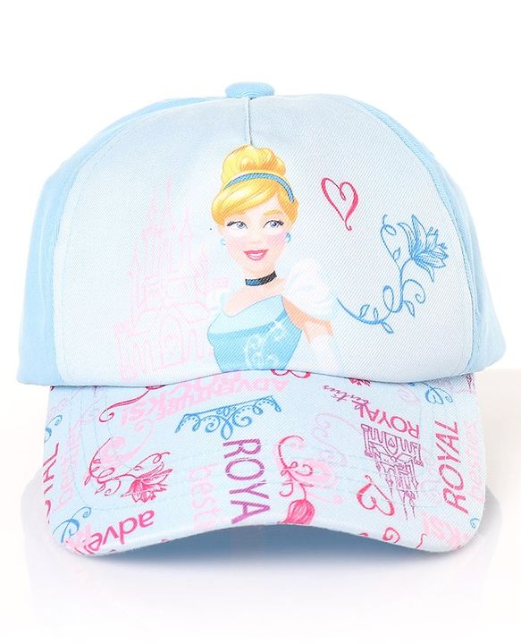 Disney By Babyhug Cotton Cindrella Print Summer Cap Blue - Diameter 56  cm