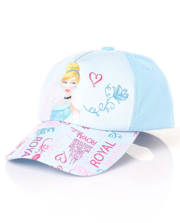 Disney By Babyhug Cotton Cindrella Print Summer Cap Blue - Diameter 56  cm